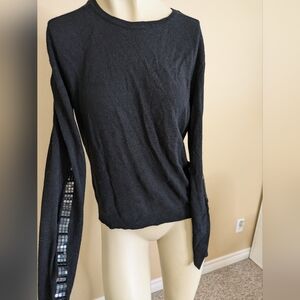 Versace Collection Black Wool Blend Knit Sweater Jewel Sleeves Women's Large